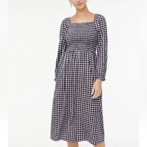 J Crew Flannel Smocked SquareNeck Dress